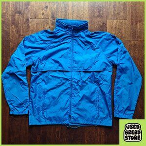Vintage 90s Tall XL Mens Eddie Bauer Vented Windbreaker Jacket Blue Hooded